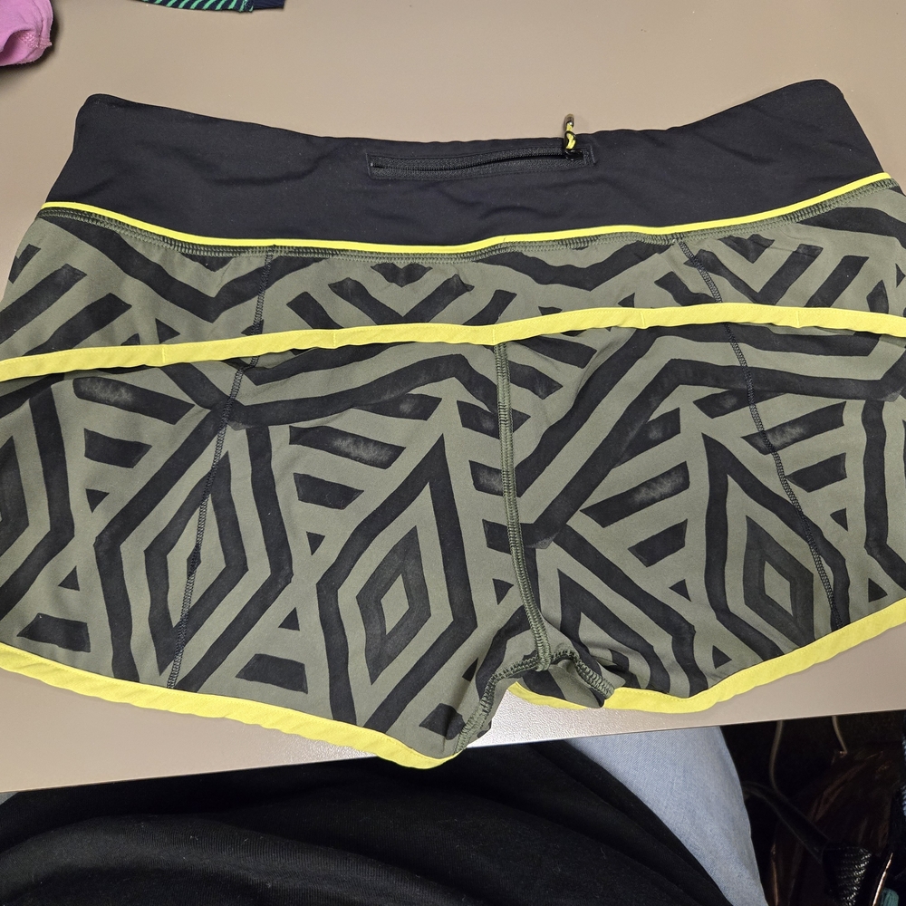 Lululemon Athletica Black and Yellow Athletic Shorts